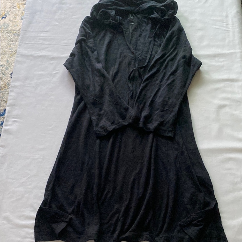 Balance Collection Black Hooded Robe Soft Flowy Fabric